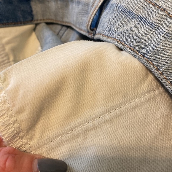 Express Dark & Light Color Contrast Denim Mini Skirt - Picture 10 of 11